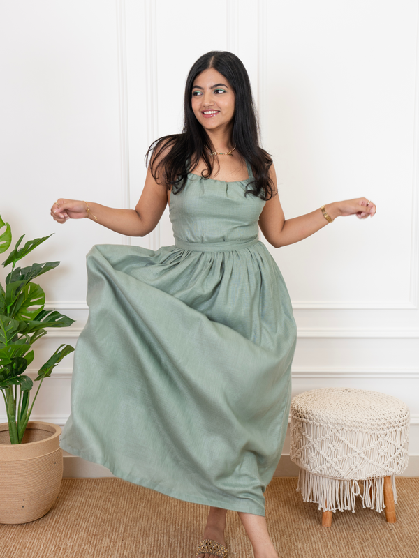 Linen Green Dress