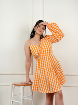 Orange Gingham Short Dress