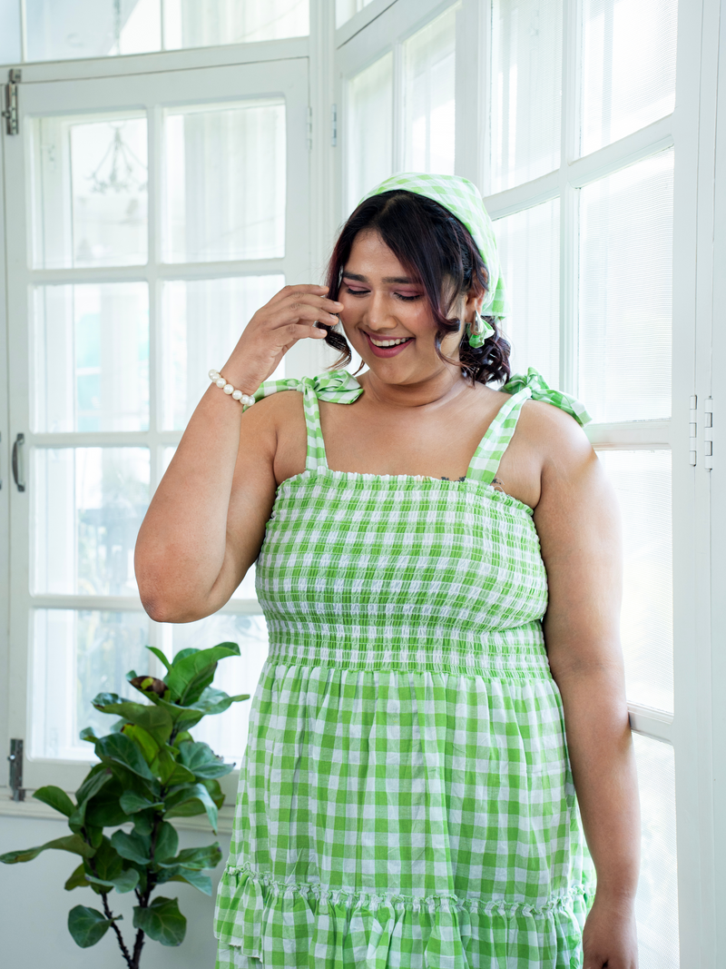 Green Gingham Maxi Dress