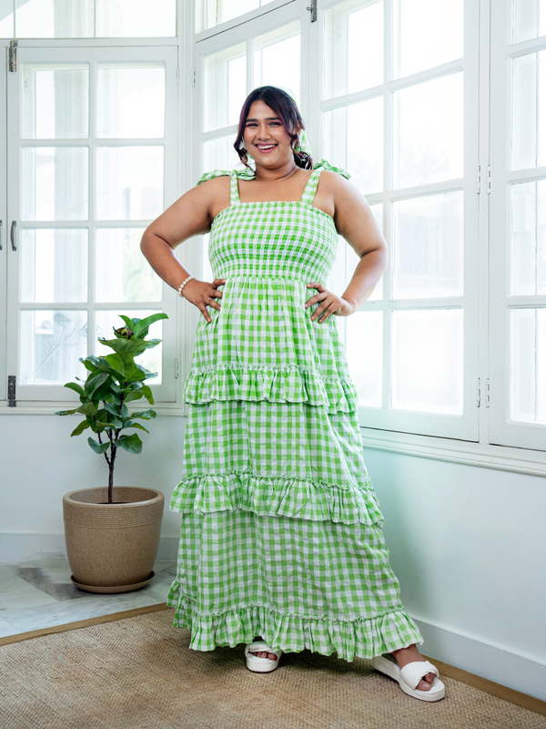 Green Gingham Maxi Dress