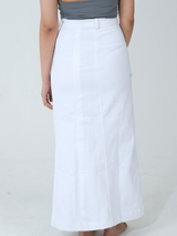 Denim White Midi Skirt