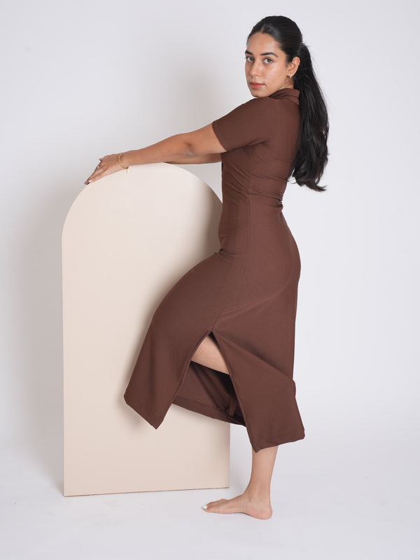 IT Girl Choco Brown Stretchable Bodycon Dress