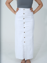 Denim White Midi Skirt