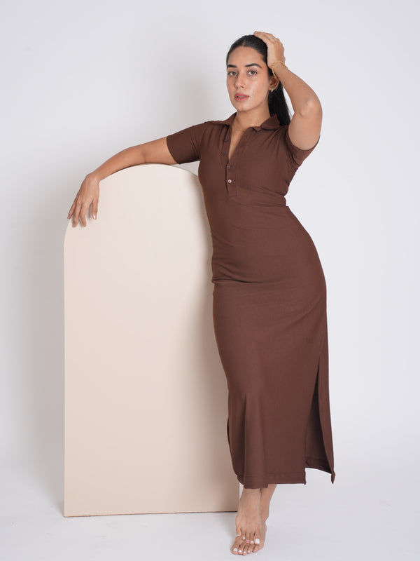 IT Girl Choco Brown Stretchable Bodycon Dress