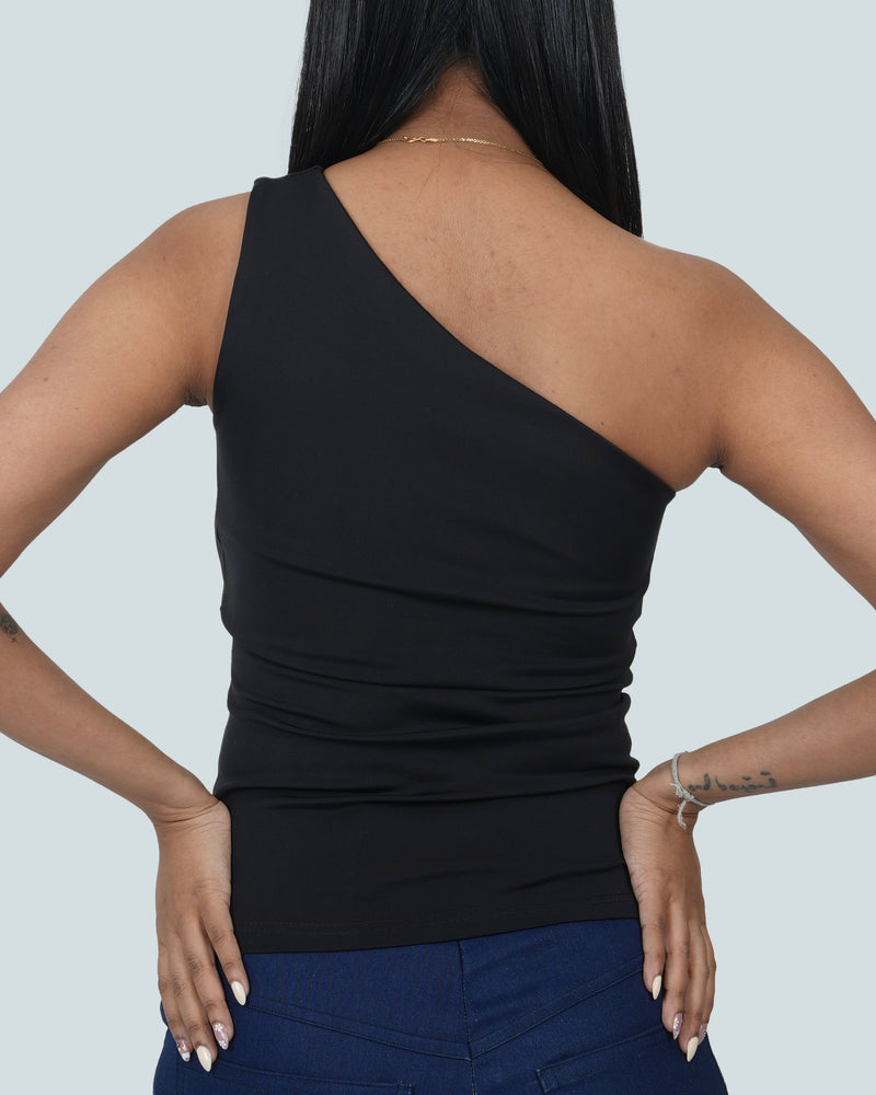 ONE SHOULDER TOP - BLACK