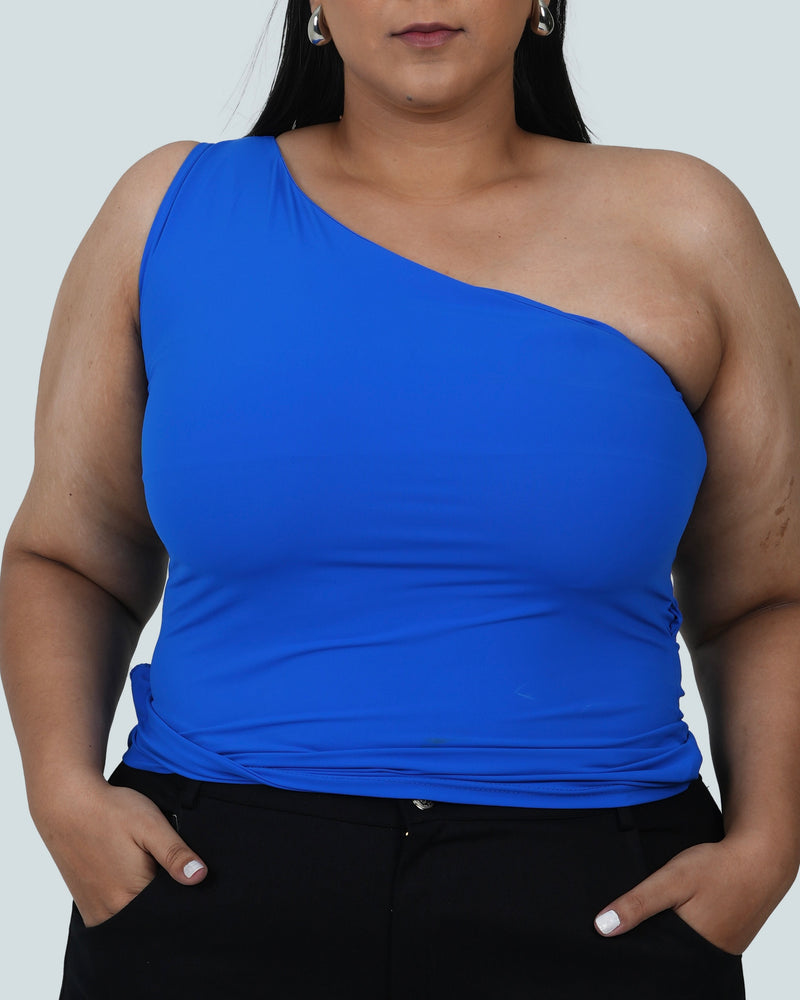 ONE SHOULDER TOP - BLUE