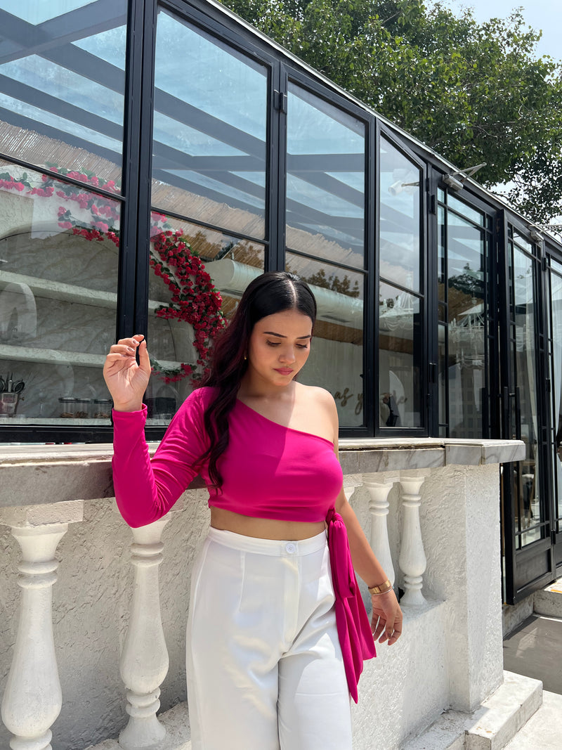 Bloom Hot Pink One Shoulder Top