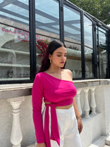 Bloom Hot Pink One Shoulder Top