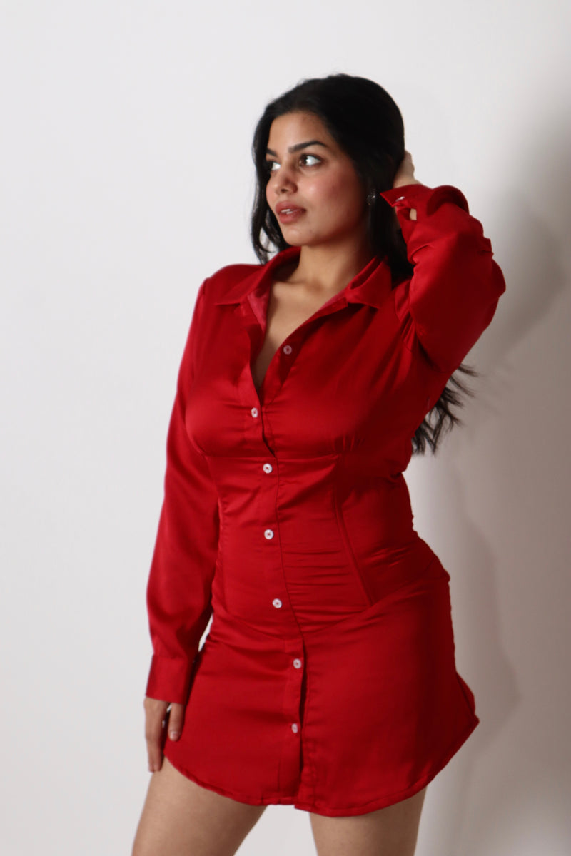 Havana Corset Red Shirt Dress