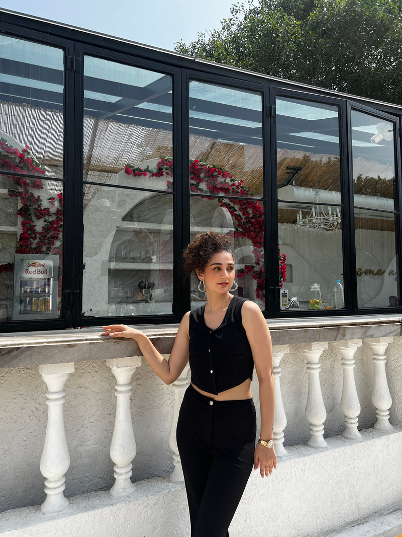 Boss Girl Black Collared Top